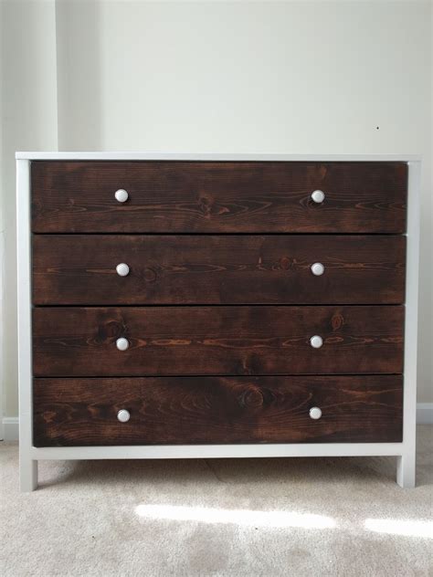 Modern White Dresser with Wood Drawers | Ana White