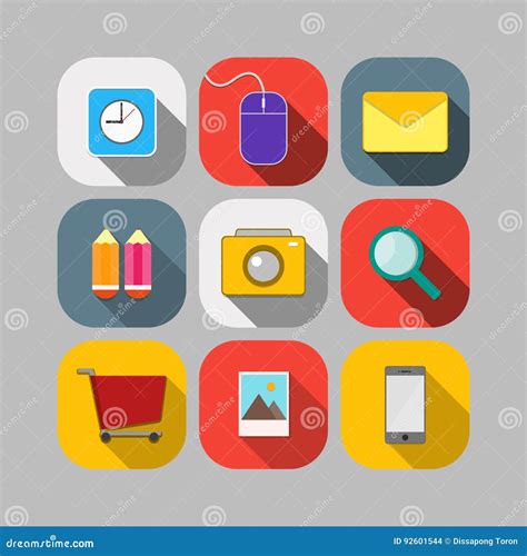 Flat Design Icon Set Vector Stock Vector - Illustration of camera, shop ...