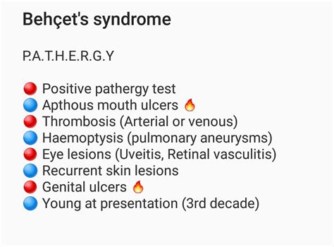 Behcet's syndrome - mnemonic