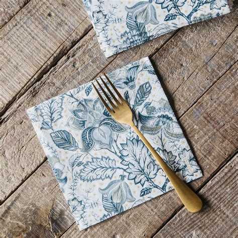 Blue Floral Paper Napkins | Graham and Green