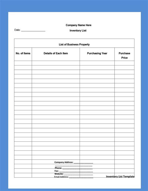 45 Printable Inventory List Templates [Home, Office, Moving...] Office ...