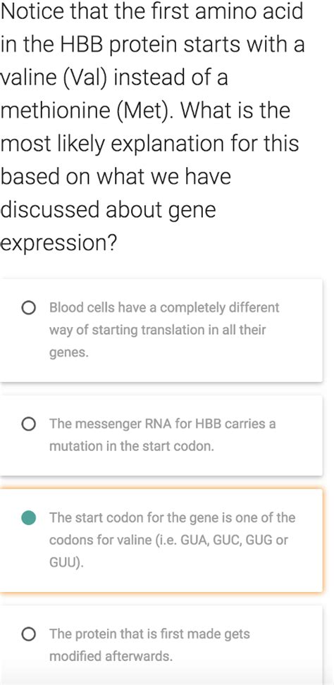 Solved: Notice That The First Amino Acid In The HBB Protei... | Chegg.com