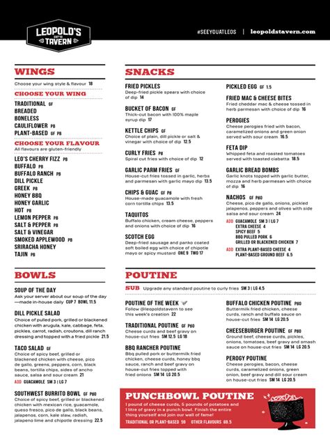 Leopolds Tavern Menu BC | PDF | Hamburgers | French Fries