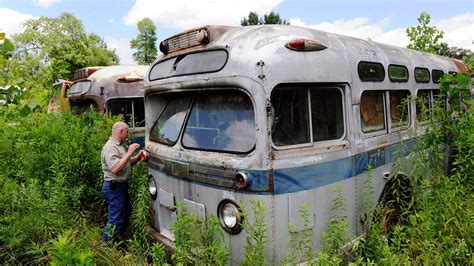 Backyard junk offers treasure of vintage buses