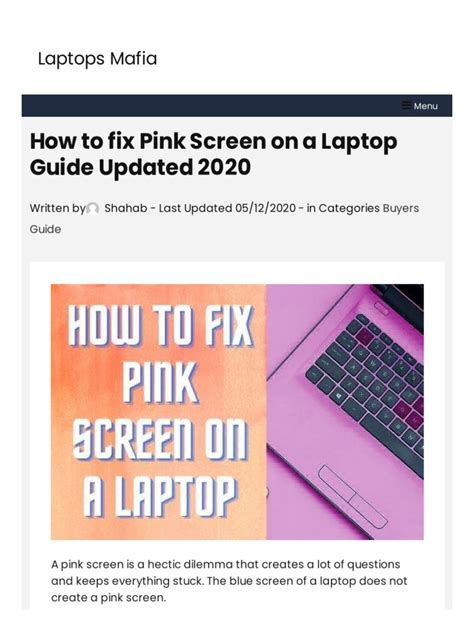 Laptopsmafia Com Fix Pink Screen On A Laptop | PDF | Laptop | Computer ...