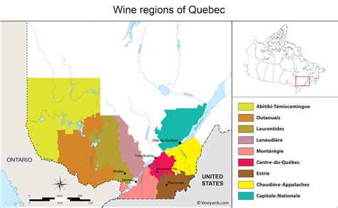 Canada Map of Vineyards Wine Regions