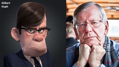 Left: Gilbert Huph in "The Incredibles"; Right: His German dubbing actor Herbert Feuerstein ...