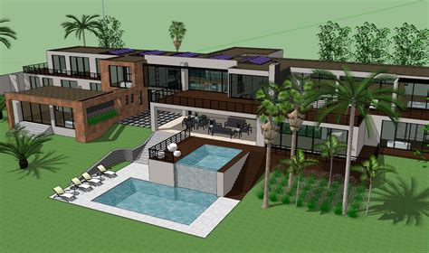 3d Modern House design sketch up file - Cadbull