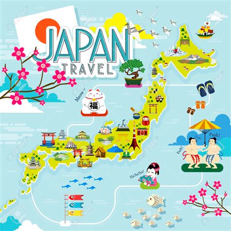 Mapa de Japón con preciosas lugares de interés turístico Foto de ...