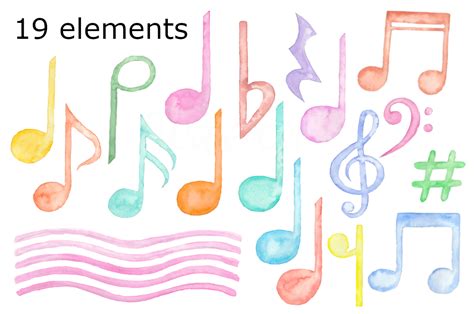 Music notes watercolor clipart By Goodfairyclipart | TheHungryJPEG