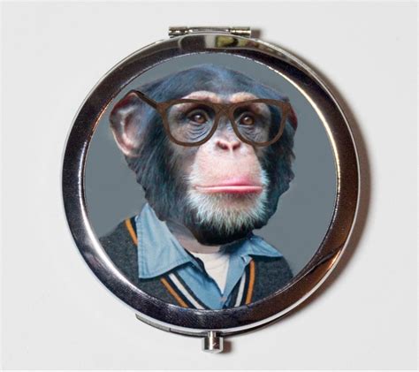 Monkey Nerd Compact Mirror Yearbook Photo Anthropomorphic Animal With ...