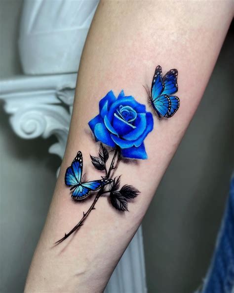 Realistic Butterfly Tattoo, Rose And Butterfly Tattoo, Colorful ...