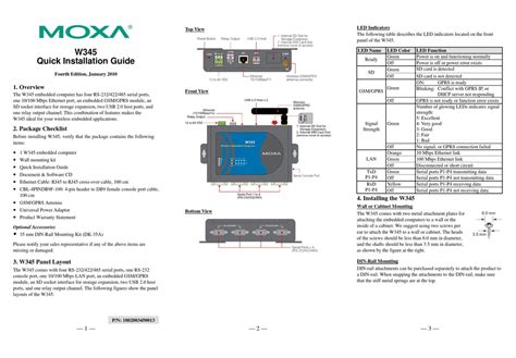 MOXA TECHNOLOGIES W345 QUICK INSTALLATION MANUAL Pdf Download | ManualsLib