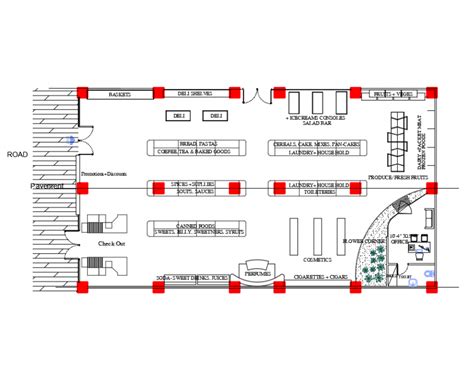 Grocery store architecture layout plan details dwg file - Cadbull