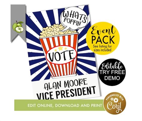 Editable Election Campaign Popcorn Poster Class Voting Flyer - Etsy