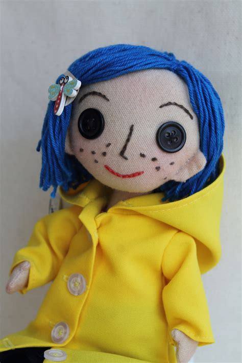 Coraline doll with button eyes fabric dolls . | Etsy