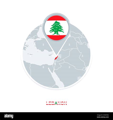 Lebanon map and flag, vector map icon with highlighted Lebanon Stock ...