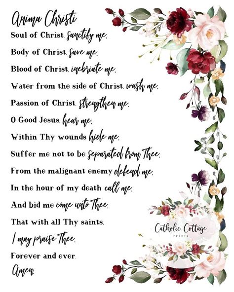 Catholic/christian Prayer Anima Christi Digital Printable - Etsy | Anima christi, Catholic ...