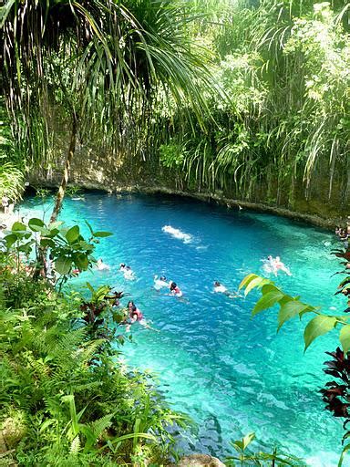 The Hinatuan Enchanted River is known for its clear waters and ...