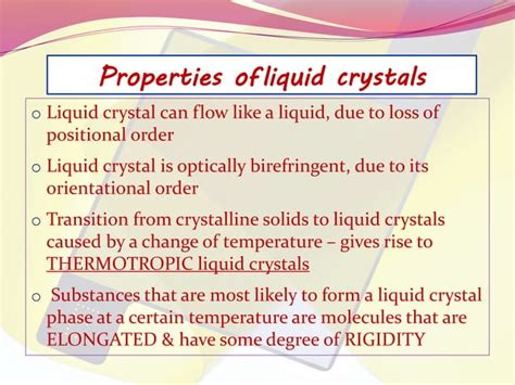 liquid crystals and their applications