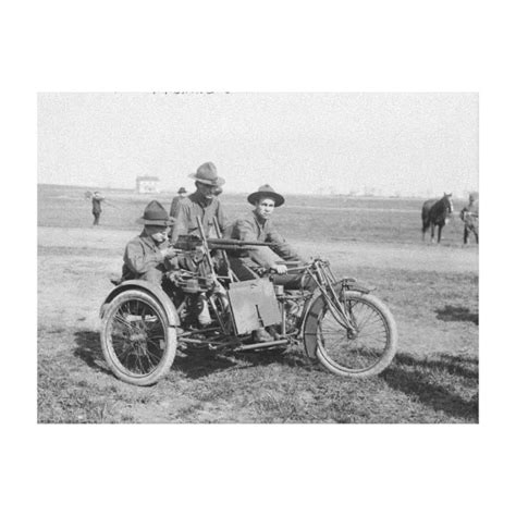 Military Motorcycle with Sidecar and Machine Gun Canvas Print | Zazzle