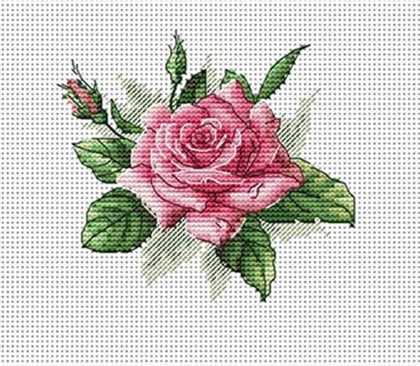 Rose Cross Stitch Pattern PDF Instant Download Pink Cross Stitch Art ...