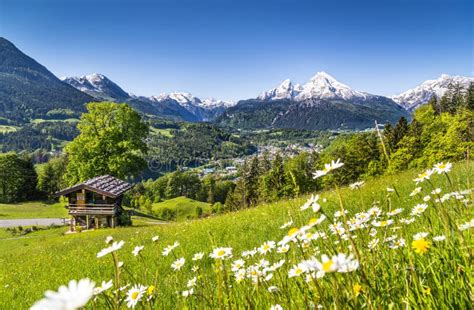 Mountain Landscape in the Bavarian Alps, Berchtesgaden, Germany Stock Photo - Image of farm ...