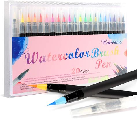 20 Colors Watercolor Markers Brush Pen Set,Watercolor Brush Pens with Soft Flexible Tip, Water ...