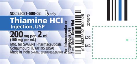 Thiamine Hydrochloride Injection - FDA prescribing information, side ...