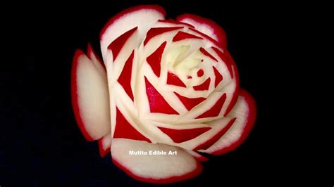 Rose Flower | Radish | Simple | Beginners 30 | Mutita Edible Art Of Fruit & Vegetable Carving ...