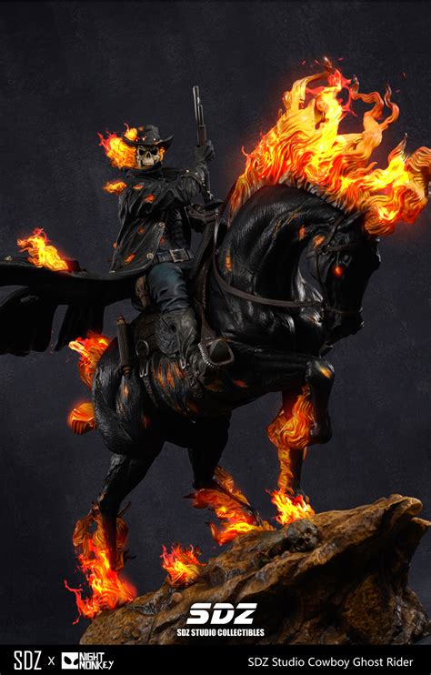 In stock Marvel SDZ studio SDZ x NMT COWBOY GHOST RIDER 1/4 Scale Statue Polystone figure In ...