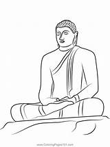 Meditating Buddha Statue Coloring Page For Kids  Free Buddhism sketch template
