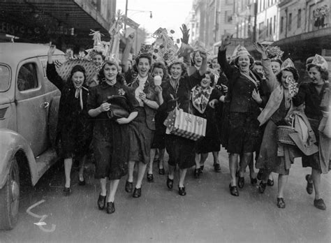Girls celebrating in Newcastle, NSW, for the end of World War 2, August 15, 1945. - Photo Time ...