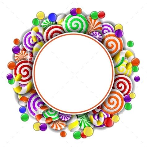 Frame With Colorful Candies. | Colorful candy, Color, Holiday vectors