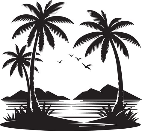 Sea beach vector silhouette illustration 2 35214951 Vector Art at Vecteezy