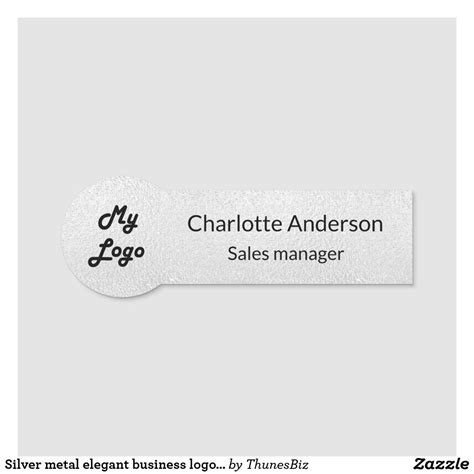 Silver metal elegant business logo employee name tag | Zazzle | Business logo, Business signs ...