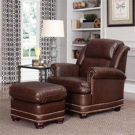 Home Styles Beau Brown Faux Leather Arm Chair with Ottoman-5200-100 - The Home Depot