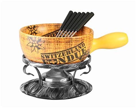 Artestia 2.11-Quart Ceramic Fondue Pot Set Cheese Chocolate Melting Pot ...