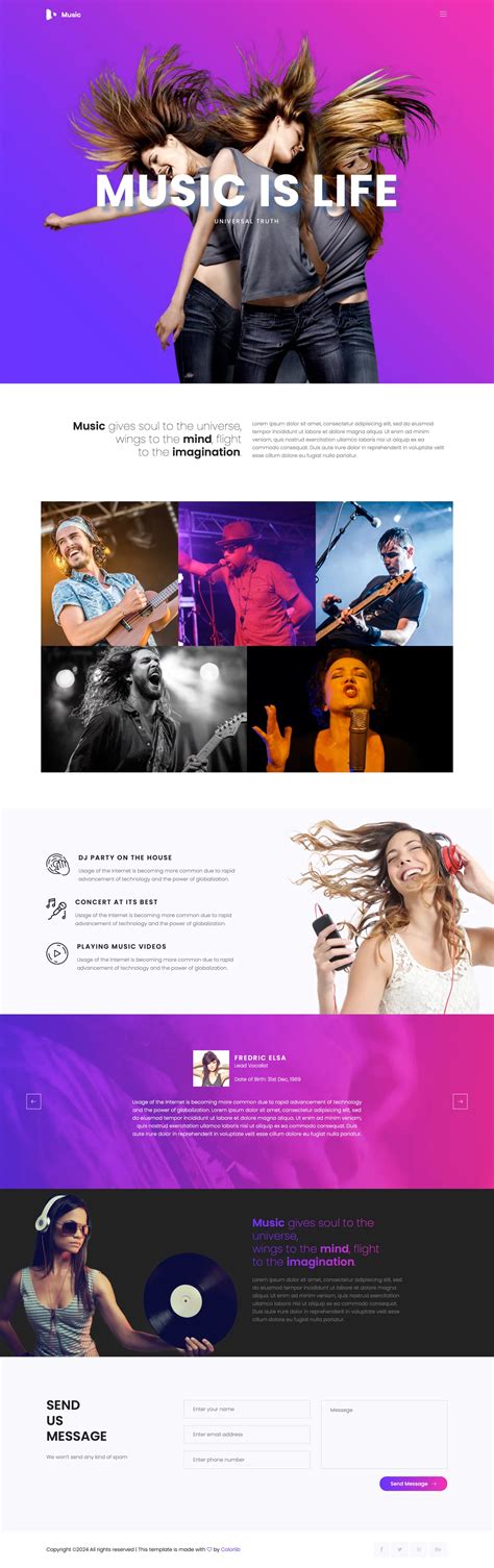 Music - Free Bootstrap One Page HTML and CSS Template