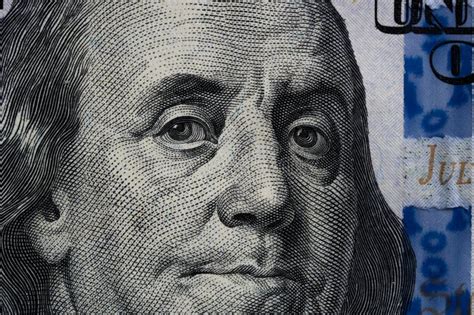 Closeup Portrait Benjamin Franklin on 100 Us Dollar Bill. Stock Image - Image of business ...