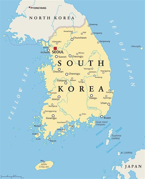 Carte de la Corée du Sud, villes principales - Korea Roads