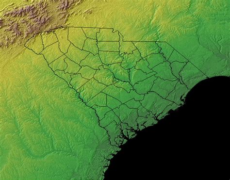 South Carolina - Topographical, Climate, and Plant Maps