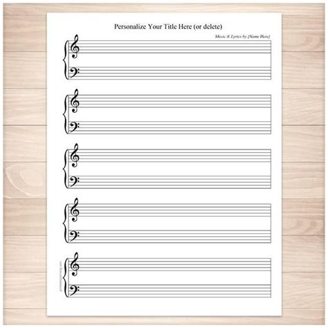 Personalized Blank Piano and Vocals Sheet Music - Printable | Blank ...