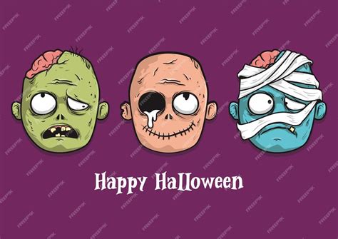 Premium Vector | Halloween zombie head monster collections