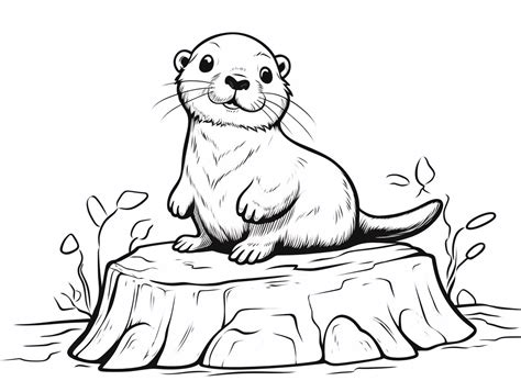 Awesome Sea Otter Coloring - Coloring Page
