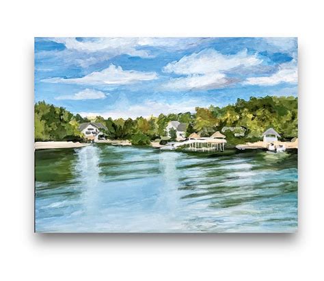 Lake Scene Art Print, Lake Scenery, Lake Painting, Lake Art Print ...