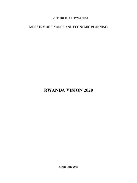 Rwanda Vision 2020 | Rwanda | Economic Growth