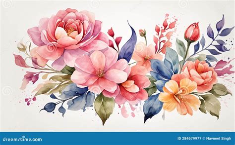 Flowers Watercolor Illustration Stock Illustration - Illustration of garden, beginner: 284679977