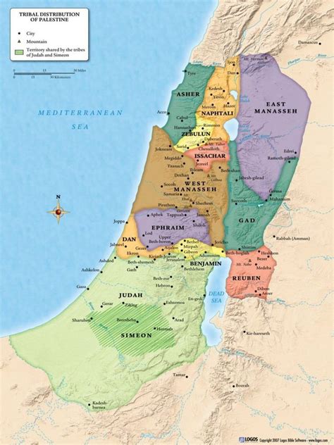 Joshua - Tribal-Distribution-of-Palestine | Bible mapping, Bible ...