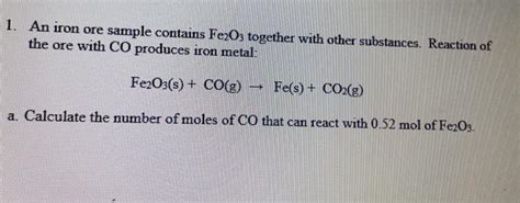 Solved An iron ore sample contains Fe2O3 together with other | Chegg.com